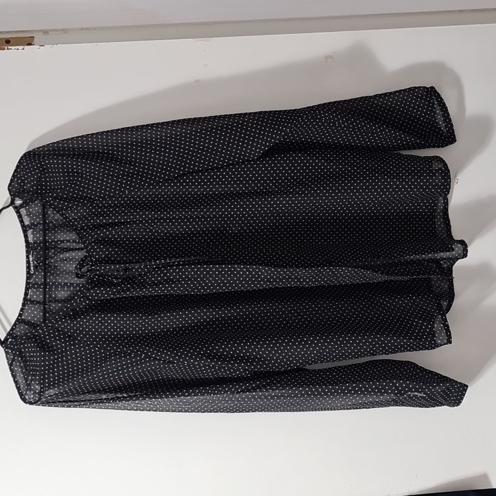 GEORGE long sleeve sheer black polka dot longsleeves blouse button down XL